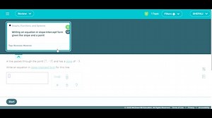 Writing an equation in slope-intercept form given the slope and a point