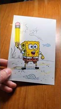 Speed Drawing SpongeBob with the Magic Pencil – Wait for the Animation! ✏️🧽 #SpongeBob #Cartoon