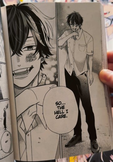 One of the BEST new age shojo manga rn: Glasses with a Chance of Delinquent! 👀 Currently with five volumes out in English and ongoing, this series is one of my current favorites. — Momose has always longed for a peaceful high school life. She wants nothing to do with hoodlums, delinquents, or troublemakers. When she meets Ichikura, an inconspicuous black-haired boy with glasses, he looks like a normal, nice guy. But it turns out that back in junior high he was a nefarious delinquent! He keeps a