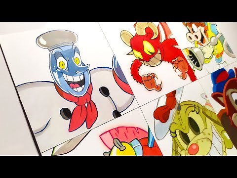 Drawing Cuphead DLC - All Bosses (The Delicious Last Course)