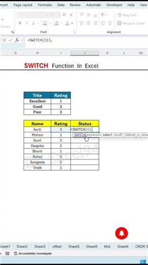 Switch function in Excel #exceltips #exceltricks #excel