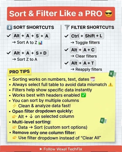 Excel Sort & filter data like a PRO 💻