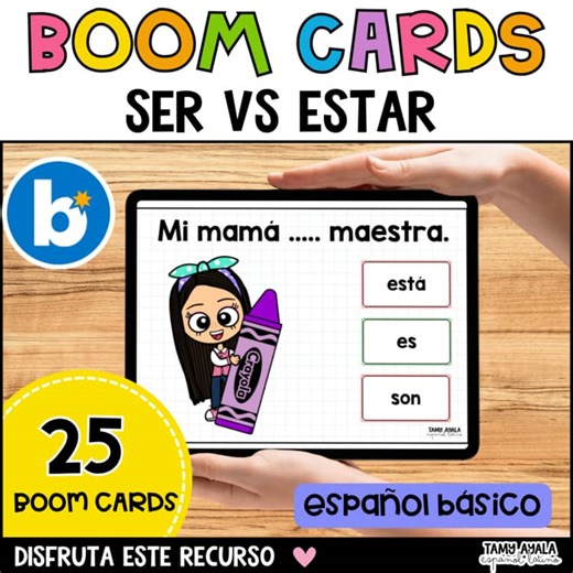 Ser vs Estar | NO-PREP Boom Cards | Spanish Verb Practice