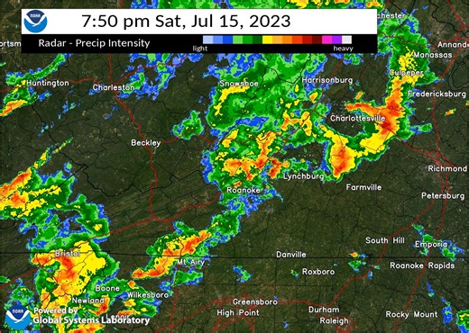 8:25 PM update: Additional showers and thunderstorms across northeast Tennessee and eastern Kentucky will move across northwest North Carolina and southwest Virginia through the early overnight hours, bringing locally one to two inches of additional rain. This may result is localized flash flooding. If you are traveling tonight, please watch for water covered roads and Turn Around, Don't Drown if you encounter water flowing over a road. | US National Weather Service Blacksburg VA