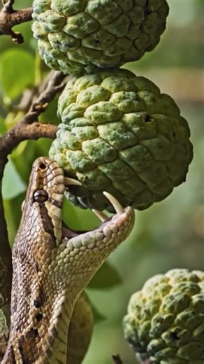 Boa Constrictor’s Perfect Bite on Custard Apple | 8K Ultra-Realistic Wildlife Macro 🐍🍈#insta