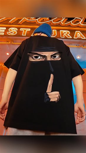 New masked ninja printed short-sleeved 220g pure cotton T-shirt#ootd #tshirt