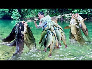 FULL VIDEO Traditional Fishing Skills - 120 Days Single Mother Catches Giant Fish Using Bamboo Tube
