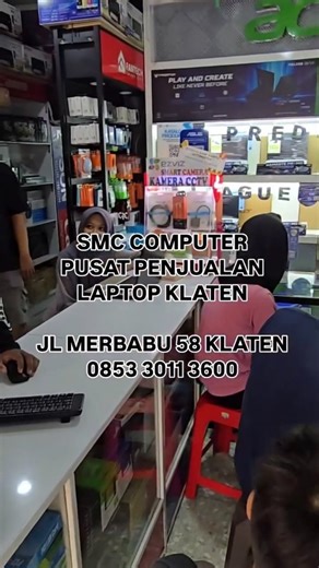 Laptop Klaten - Pusat belanja Laptop di Klaten on Instagram: "SMC COMPUTER KLATEN Menyediakan : 💻Notebook New Garansi Resmi 🖥️Perakitan PC all part new Ready stock 🖨️Printer Canon, Epson, HP, Brother 📽️LCD Projector 🖱️All assesoris komputer dan notebook ⚙️All sparepart komputer dan notebook Melayani jasa service : 🧰 Notebook 🧰 Komputer 🧰 Printer 🧰 LCD Projector ---------------------------------- SMC COMPUTER KLATEN 🕹️Jl Merbabu No.58 Klaten Depan SMKN3 Klaten 📱0853 3011 3600 Open Stor
