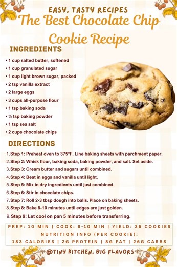 138K views · 487 reactions |  The Best Chocolate Chip Cookie Recipe Ever – No Chill, Perfect Every Time! This is the only chocolate chip cookie recipe you'll ever need! No chilling required, these cookies are soft, chewy, and loaded with chocolate chips. They bake up perfectly thick and delicious every single time. #ChocolateChipCookies #BestCookieRecipe #NoChill #EasyBaking #Dessert #CookieLover | Tiny Kitchen, Big Flavors | Facebook