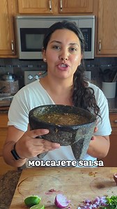 Molcajete Salsa #2 you'll need: - tomatillos - garlic - white/purple onion - cilantro - lime - salt - dry Chile de arbol My molcajete here was from a Mexican store BUT due to tariffs they stopped selling them to the USA. I do recommend buying from @masienda since they have a big one on their website. My comal is also from @masienda Check out how to cure your molcajete so it last forever. | Ana Tovar Nelson