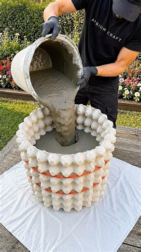 DIY Egg Carton Concrete Planters 🌼 Amazing Garden Transformation