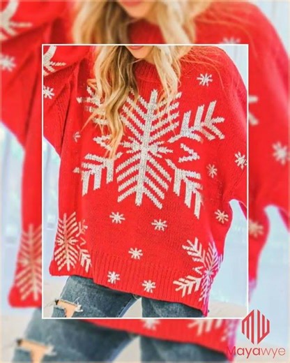 Christmas Snowflake Long Sleeve Sweater
