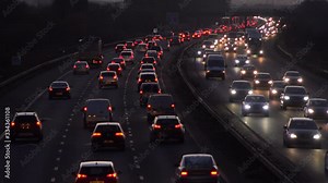 Manchester motorway at night freeway traffic with lights UK 4K