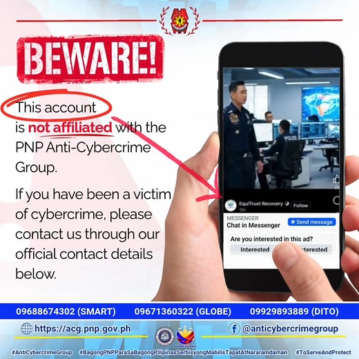 71K views · 536 reactions | 퐁퐄퐖퐀퐑퐄! This account is not affiliated with the PNP Anti-Cybercrime Group. If you have been a victim of cybercrime, please contact us through our official contact details below. #AntiCybercrimeGroup #ToServeAndProtect #BagongPNPParaSaBagongPilipinasSerbisyongMabilisTapatAtNararamdaman #BagongPilipinas | PNP Anti-Cybercrime Group | Facebook