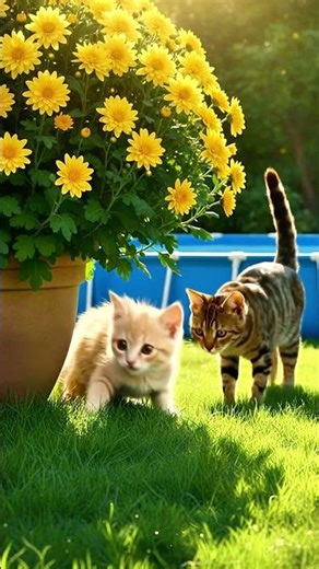 Kitten Hazel's First Swimming Lesson Overcoming ‪@HappyCatClubUS‬