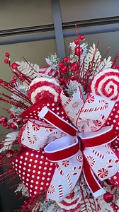 Peppermint Christmas Wreath Swag, Red and White Holiday Home Decor - Etsy