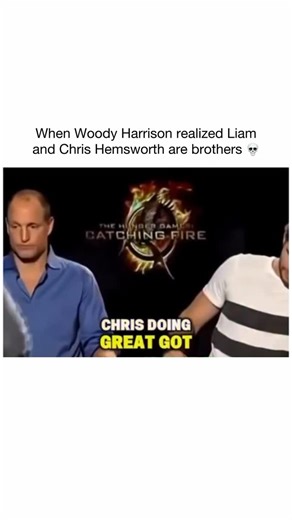 Worlds Wildest Moments on Instagram: "During press interviews for The Hunger Games: Catching Fire, Woody Harrelson had a real, on-camera realization that Chris Hemsworth and Liam Hemsworth are actually brothers 😭 Woody had already worked closely with Liam on the Hunger Games movies, but somehow never put together that Thor was his older brother. When an interviewer casually mentioned Chris, Woody paused, laughed, and you can literally see the moment it clicks. The clip went viral because it was