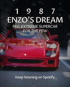In 1987, #Ferrari celebrated its 40th anniversary with a dream come true: the monumental #FerrariF40. The story of one of the Prancing Horse’s most iconic cars is the focus of one of our new podcast episodes:“1987 - Enzo’s Dream”. Head to Spotify to enjoy this and other “The Origins of a Legend” tracks. 👉 🔗 https://bit.ly/FerrariPodcast_F40 #MuseiFerrari | Musei Ferrari