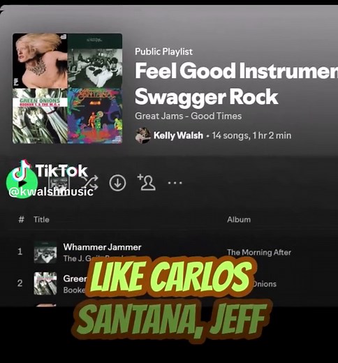 😎🎸 Having a blast building some cool playlists! Check Out “Feel Good Instrumental Swagger Rock” 🔥 https://open.spotify.com/playlist/18EmH4WZWJHwNNhOZdi7Y7?si=5ba310b8e13543d9 Classic vibes from legends like Santana, Beck, Rush, Clapton, Allman Bros & more — plus a few tracks from a familiar face 😉 Groove. Swagger. Good times 🚗 #KWalshMusic #Spotify #RockInstrumentals #SwaggerRock