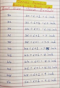 sleeves armhole based on bust size chart 👆arm measurements for blouse