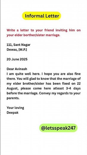 💌 Letter to Friend Inviting to Brother/Sister's Marriage | Informal Letter Example 🎊✉️