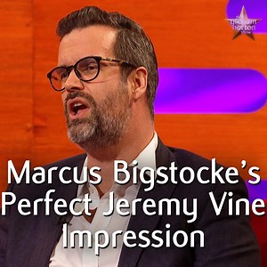 Marcus Brigstocke and Rachel Parris put on a perfect impression of The Jeremy Vine Show for Graham and their fellow studio guests, Sienna Miller and Adrian Lester. | The Graham Norton Show