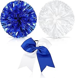 Thenshop 4 Pack Cheerleading Pom Poms Cheerleader Squad Spirited Fun Pompoms Cheer Hand Flowers Metallic Foil Pompoms for Adults Sports Meeting Team Spirit Cheering Party