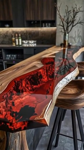 Amazing Red Epoxy River Table! 🪵🔴 #wood #epoxytable #tablemesa #design #home #wooddecor #epoxy #diy