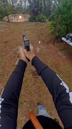 Catching a 9 mm OFF NUNCHAkKU WITH exploding targets shooting 30 yards🔥💥🎯🤩🎥🍀￼