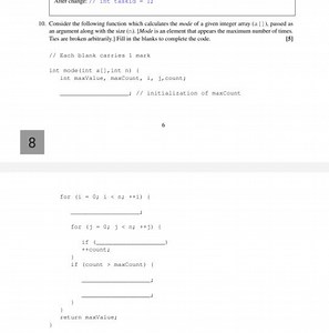 Consider the following function which calculates the mode of a ... | Filo