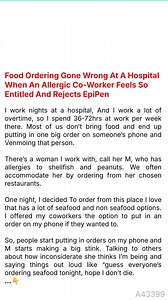 Food 🏎 Ordering Gone Wrong At 😇 A Hospital When An Allergic Co-Worker Feels So Entitled 😆 And Rejects 🐏 EpiPen #redditadvice #amitheasshole #truecrime | Story Time