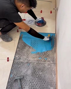 Clean Tile Placement Using Suction Tool. #FloorTiling #TileInstallation | Jogi Jokes