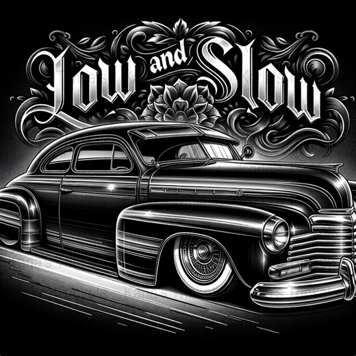 Chicano Lowrider Clipart, Black and White Sublimation (digital Download) - Etsy
