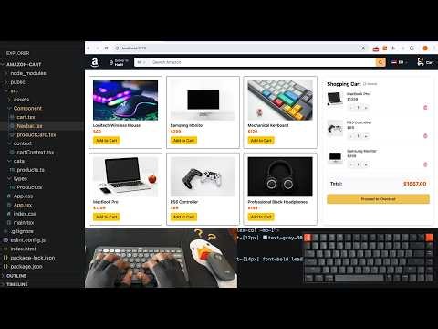 Amazon Shopping Cart with React + Tailwindcss - Asmr Programming (No talking)