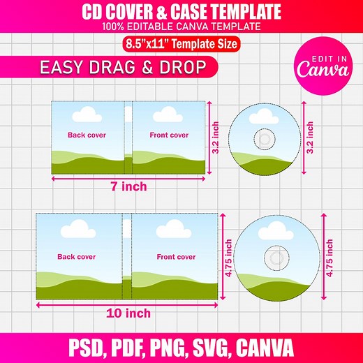CD Cover & Case Template | Jewel Case Insert Template | Printable Cd/dvd Cover Design | Custom CD Case Canva Editable | Digital Download - Etsy