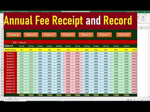 Data Entry SOftware annual fee receive and Record in Excel