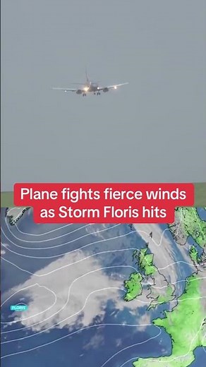 Plane fights fierce winds as Storm Floris hits #themirror #news #travel