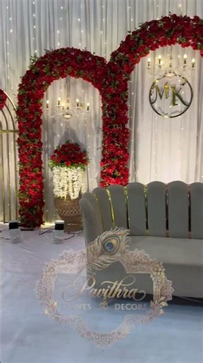 Elegant Red & White Floral Event Decoration | Stage & Entrance Decor by Pavithra Events
