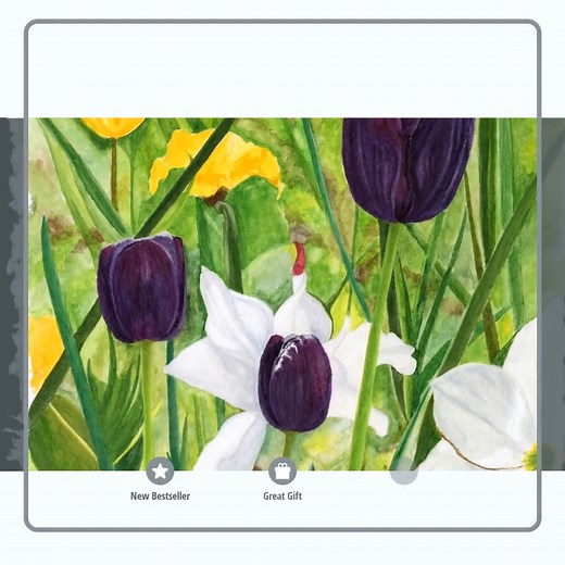 "Black Tulip Trio" // https://www.susanmichelleartist.com/warehouse-open-edition-prints/art_print_products/blacktuliptrio Even though I’m no longer surprised to find myself painting a single flower, I was a little surprised when I found myself painting a whole trio of flowers. But the way this trio of black tulips stands out from the green of the rest of the garden made them hard to resist as a subject. We came across these beautiful flowers on a trip to Paris, France. I didn’t know about Black 