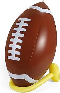 Sanwuta 1 Pcs 37" Giant Jumbo Inflatable Football with Tee Set Inflatable Football Party Supplies Birthday Party Game Tailgate Decorations