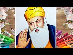 Guru Nanak (गुरु नानक) Oil Pastels Drawing | Easy Oil Pastels Drawing tutorial for beginners