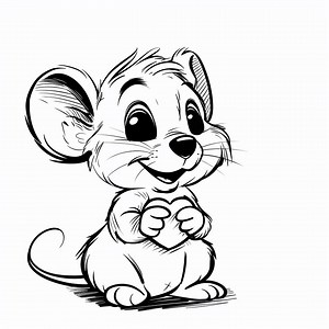 Mouse W/heart Line Art Black and White Bundle1 85 Digital Ai Line Art PNG-SVG (digital Download) - Etsy