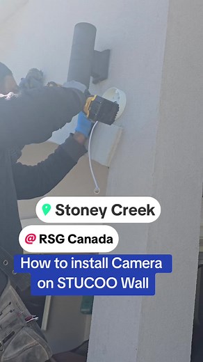 cctv camera installation on stucco wall in Stony Creek #StuccoWallInstallation #SecurityCameraMount #DIYSecurityInstall #HomeSecuritySetup #StuccoMountingTips #OutdoorCamera #TechDIY #DurableInstall #WeatherproofCamera #SecureYourHome