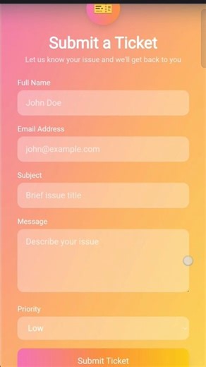 Support Ticket Form Using Tailwind CSS 🎫