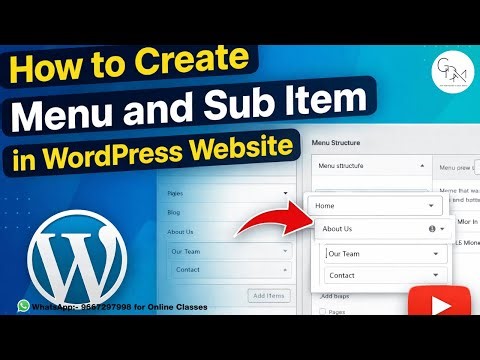 How to Create Menu and Sub item in Wordpress Website #wordpresstutorial #wordpress #youtubevideo