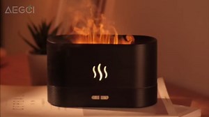 Essential Oil Diffuser Humidifer with Flame Light Effect, 180ml Air Diffuser for Essential Oils, Humidifiers for Bedroom with 2 Brightness, Auto-Off Function(White)