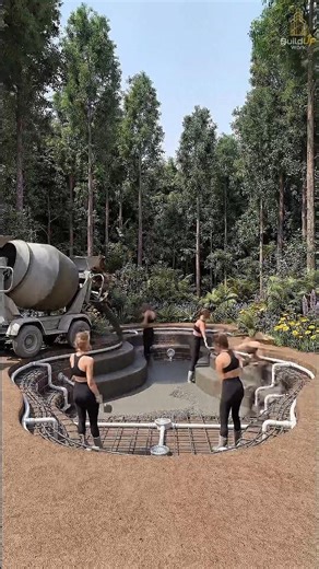 Forest Pool Build: Start To Finish 🔨 #satisfying #interiordesign #epoxyfloor