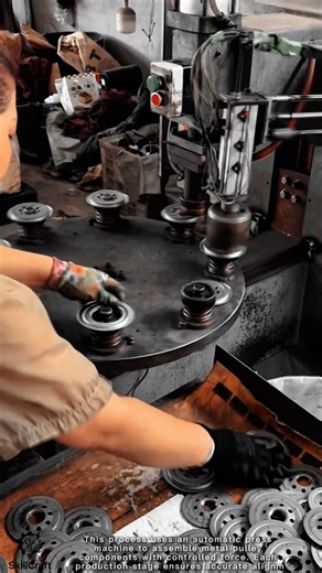 Pulley Assembly Work Tool Using Automatic Press Machine #worktool
