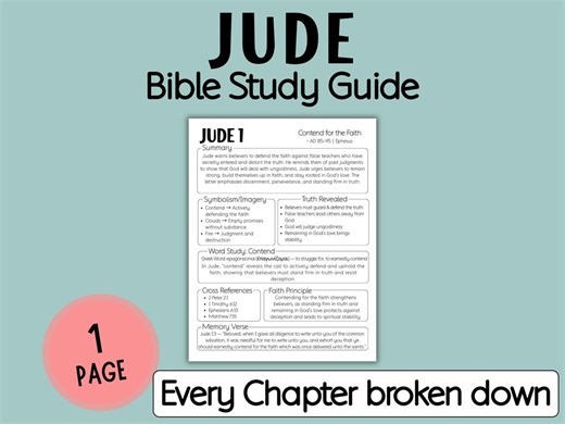 Jude Bible Study Guide, Printable Bible Study Template, Bible study resource, Verse mapping bonus, bible study lessons for adults