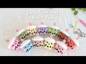 How to Crochet a Bubble Tea🧋 Low Sew Crochet Boba Tea Tutorial Keychain